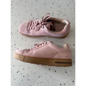 Birkenstock Pink Suede Leather Sneakers Casual Lace Up Size 38 L7 / M5 EUC